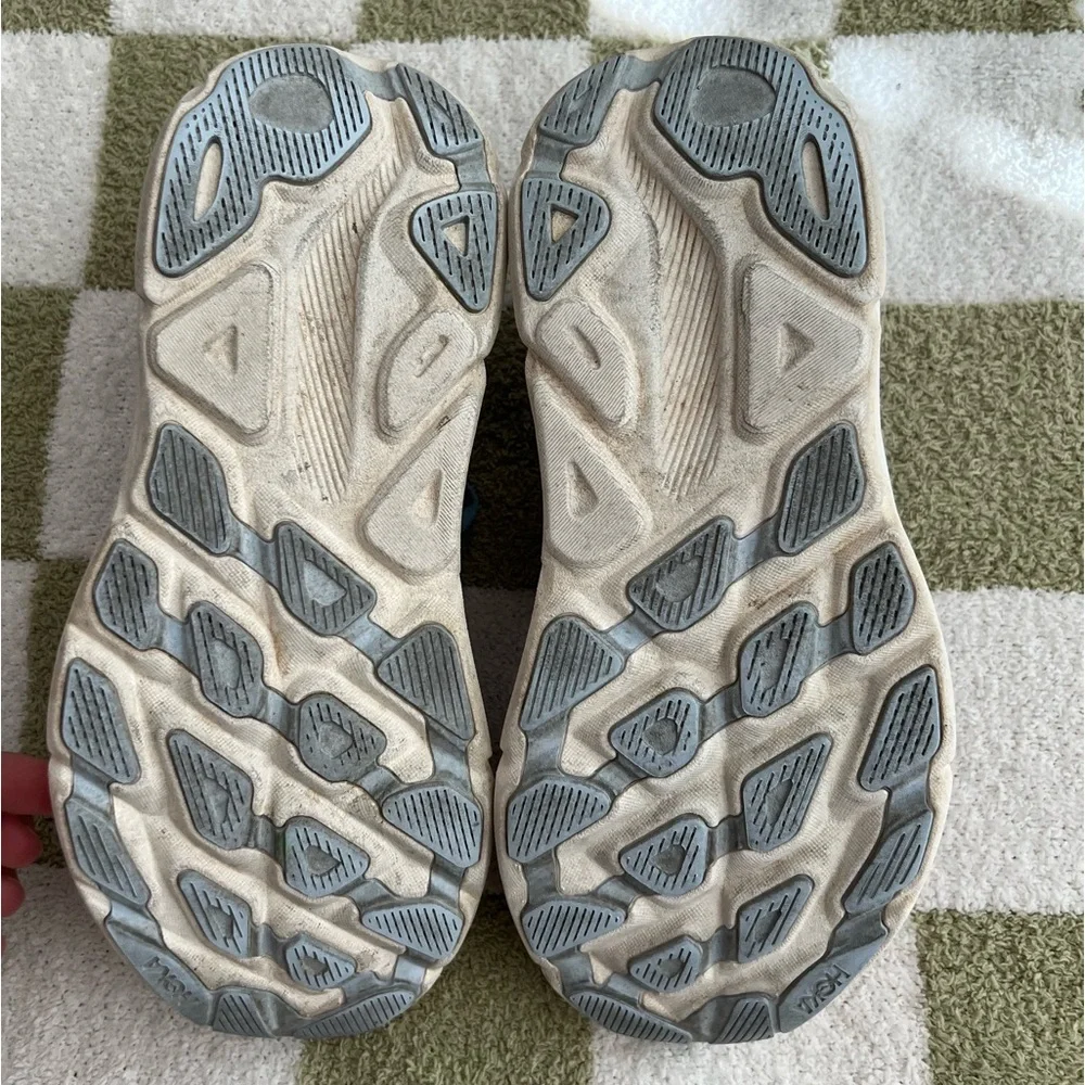 Hoka Clifton 9 Light Blue and Orange Athletic Running Shoes - Picture 6 of 7